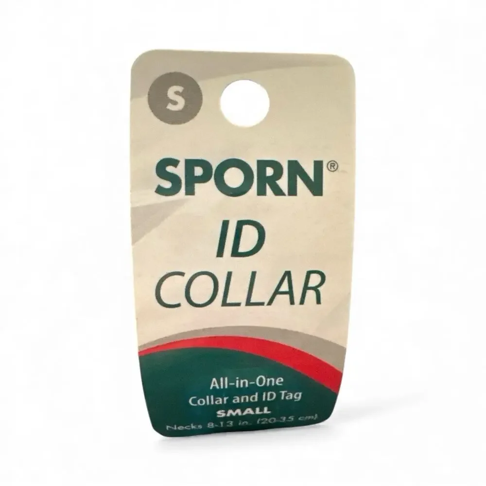 Sporn Dog ID Collar Small All In One Black Blu Waterproof Adjustable Neck 8-13”